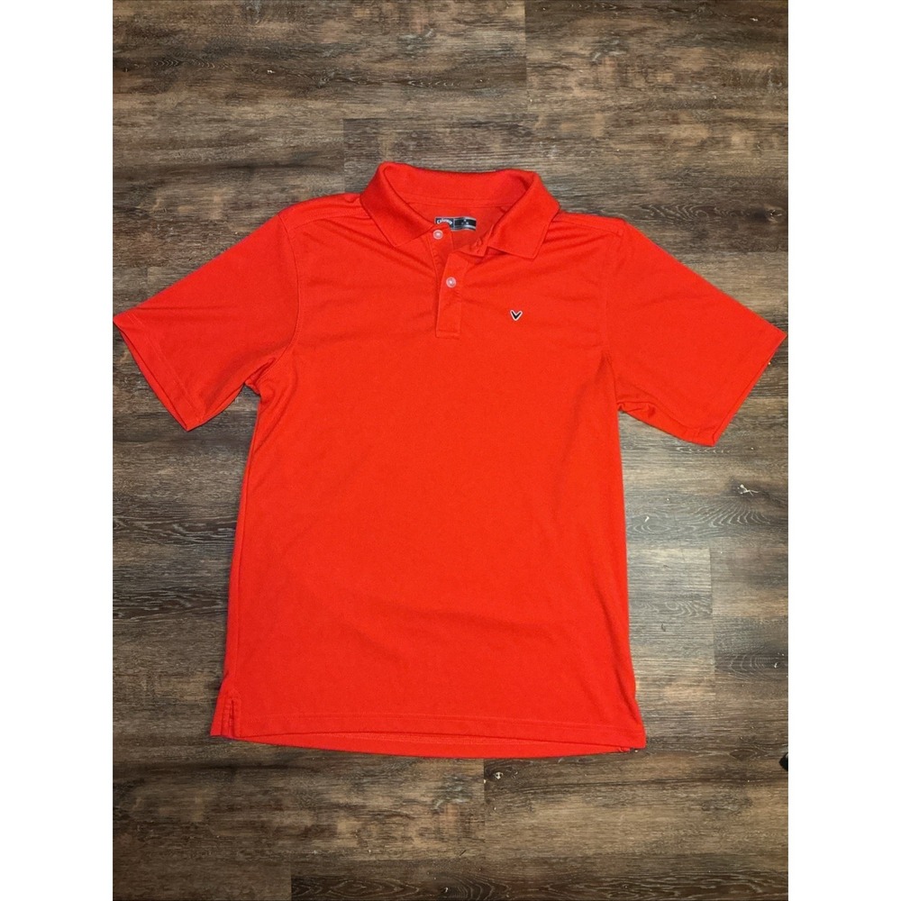 Callaway Mens Golf Polo Shirt Medium Red Short Sleeve Performance Mesh Chevron